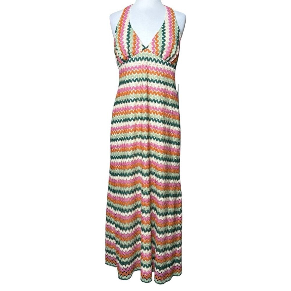 Premier Amour Crochet Womens Sleeveless Chevron Midi Fit + Flare Dress
